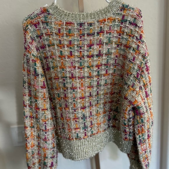Andrew Marc New York Colorful Rainbow Metallic Tweed Sweater NWT - Picture 6 of 9